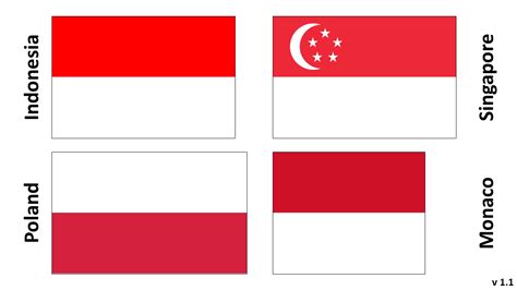 indonesia poland and monaco flag